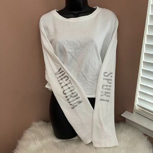 Long sleeved crop top PINK Victoria's Secret Sport shirt  XL